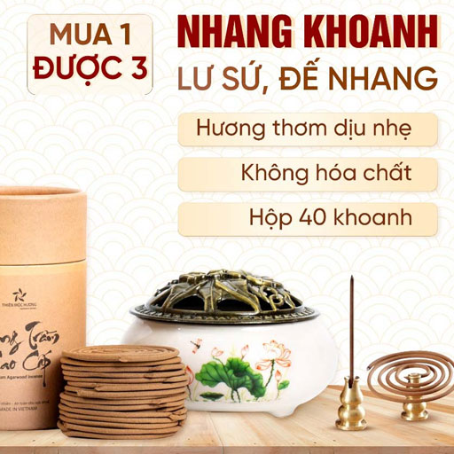 Combo Nhang Vòng Trầm Hương 40 Khoanh kèm Lư Sứ