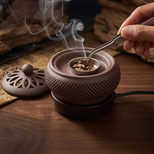 Lư Xông Trầm Điện Mẫu Tròn Nâu Cao Cấp Có Hẹn Giờ