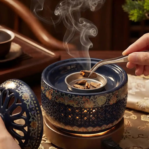 Lư Xông Trầm Điện Hẹn Giờ Mẫu Bầu Xanh Kèm Phụ Kiện
