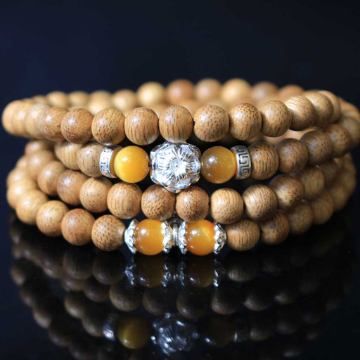 Chuỗi Trầm Hương 108 Hạt Mix Charm Mệnh Thổ
